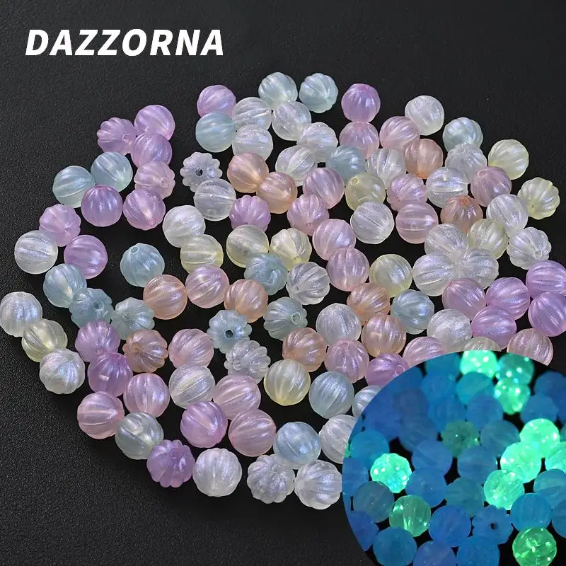 

11mm 30Pcs Luminous Round Lantern Beads Glow In The Dark Acrylic Loose Spacer Beads For DIY Bracelet Necklace Jewelry Making