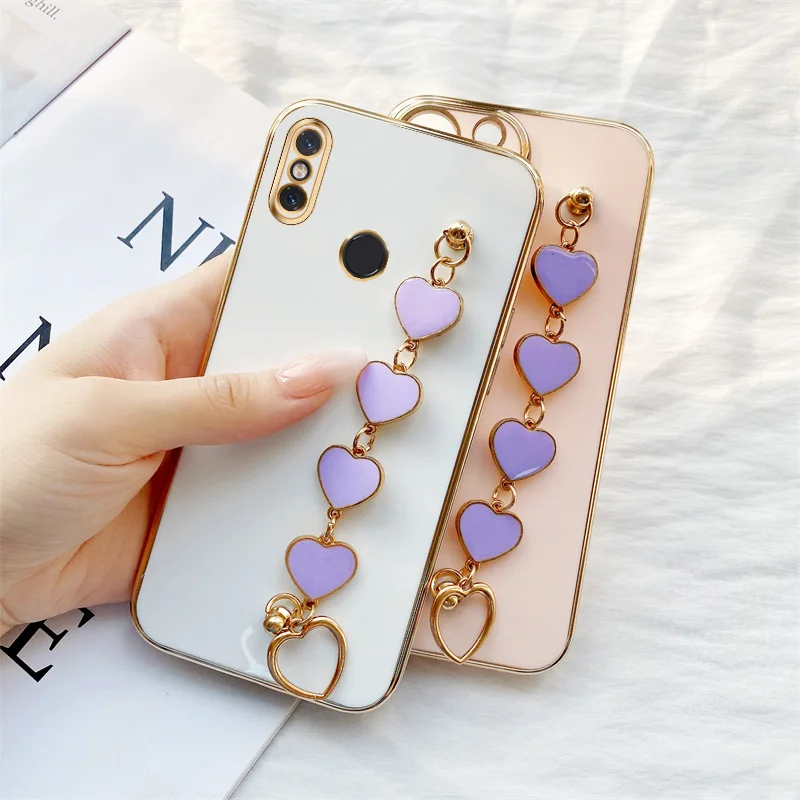 

Girls Purple Love Heart Hanging Chain Case for Xiaomi Mi 8 9 10 Youth 10T 11T 12T Pro 10 12 11 Lite 5G NE Redmi K30S K50 Ultra