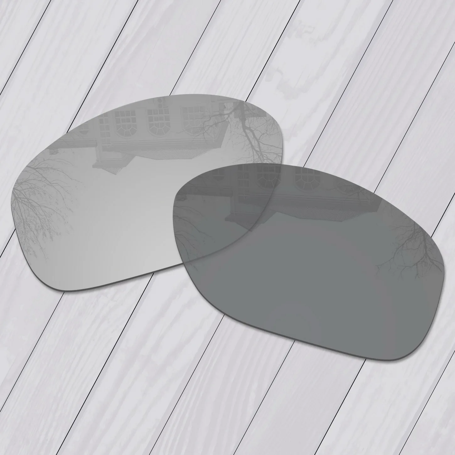 Wholesale E.O.S Polarized Enhanced Replacement Lenses for Oakley Plaintiff Squared Sunglasses - Grey Photochromic Polarized