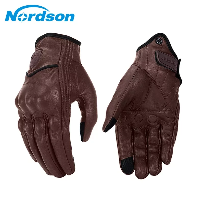 

Мотоциклетные Перчатки Nordson, водонепроницаемые Зимние перчатки для мотокросса с пальцами, с сенсорным экраном, в стиле ретро