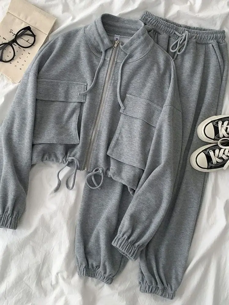 

Sportswear Suit Female 2022 Spring New Fashion Korean Version Slimming Age-reducing Loose Two-piece Jogging Suit Women's Gym Set