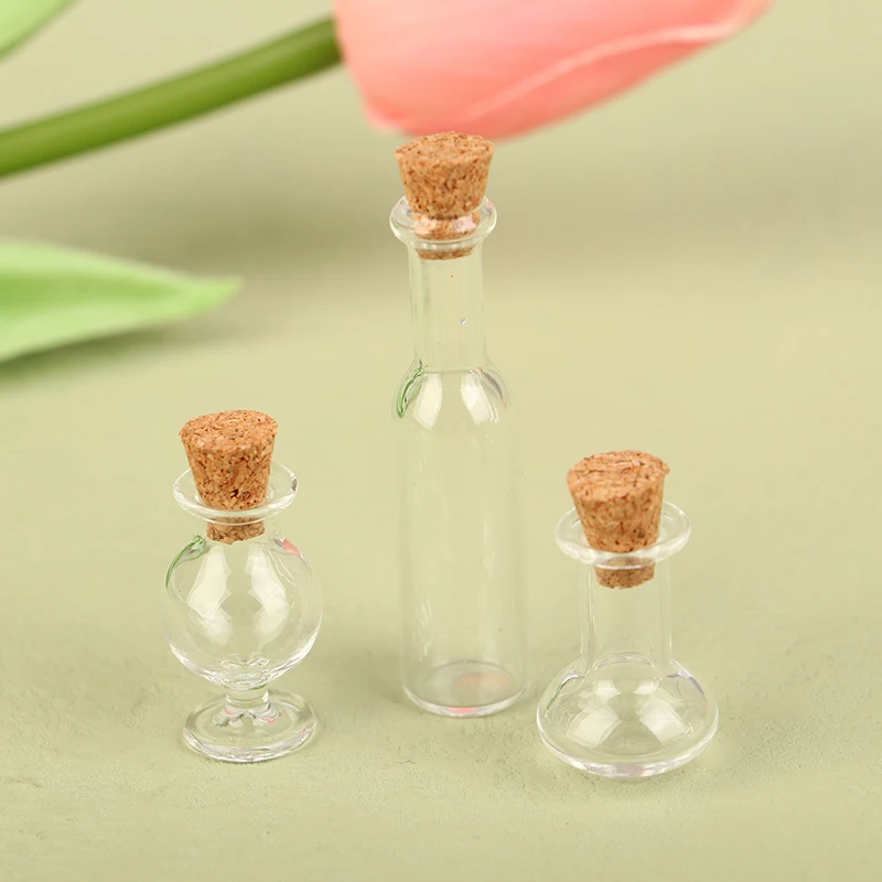 

Dollhouse Accessories Tiny Jars Vials Cute Mini Wine Bottle Wishing Lantern Glass Little Bottles With Cork Decor Toy Gift