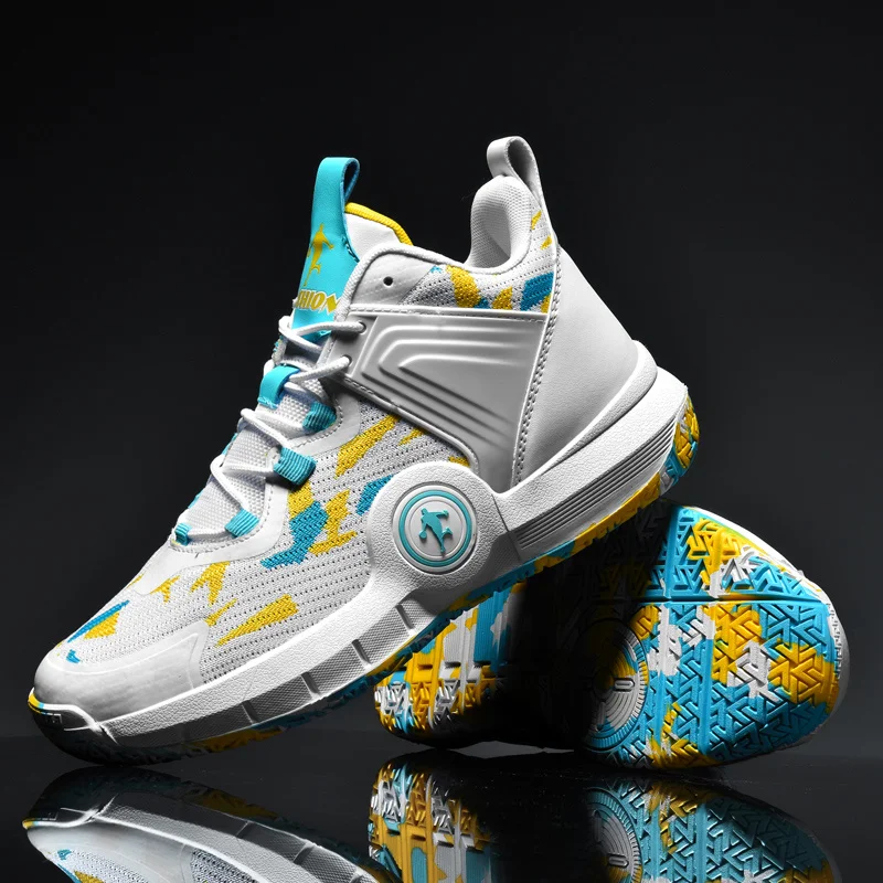 

New White Men's Basketball Shoes Non-slip Cushioning Breathable Sport Gym Training Large Size Teenagers Zapatillas Hombre