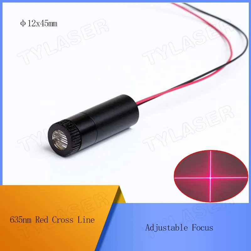 D12X45mm Фокусируемый 635nm 5mw 10mw 30mw 50mw 100mw 150mw перекрестный лазерный модуль