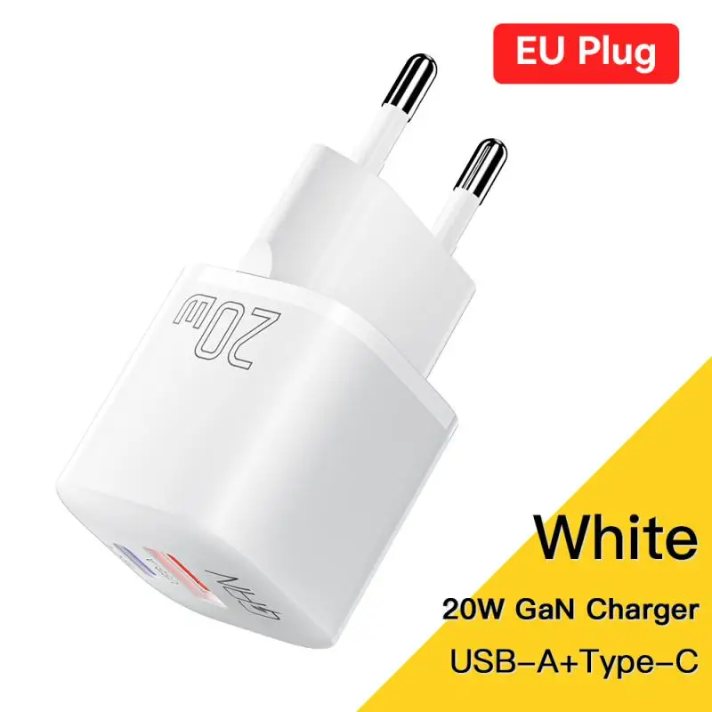 

For ESSAGER 20W GaN Charger PD Fast Charging Dual USB Type C PD3.0 QC3.0 Quick Charging For IPhone 14 13 Max Xiaomi POCO