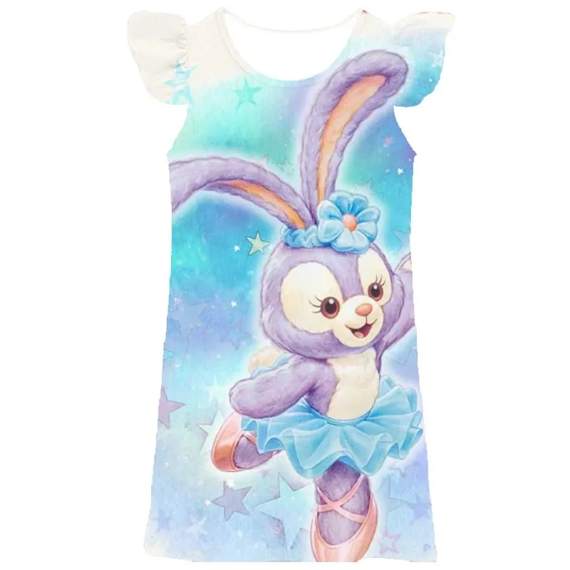 

Детское платье-спутник Disney StellaLou с фиолетовым Кроликом, Детские платья для девочек, летняя детская одежда, платье принцессы с 3D-принтом
