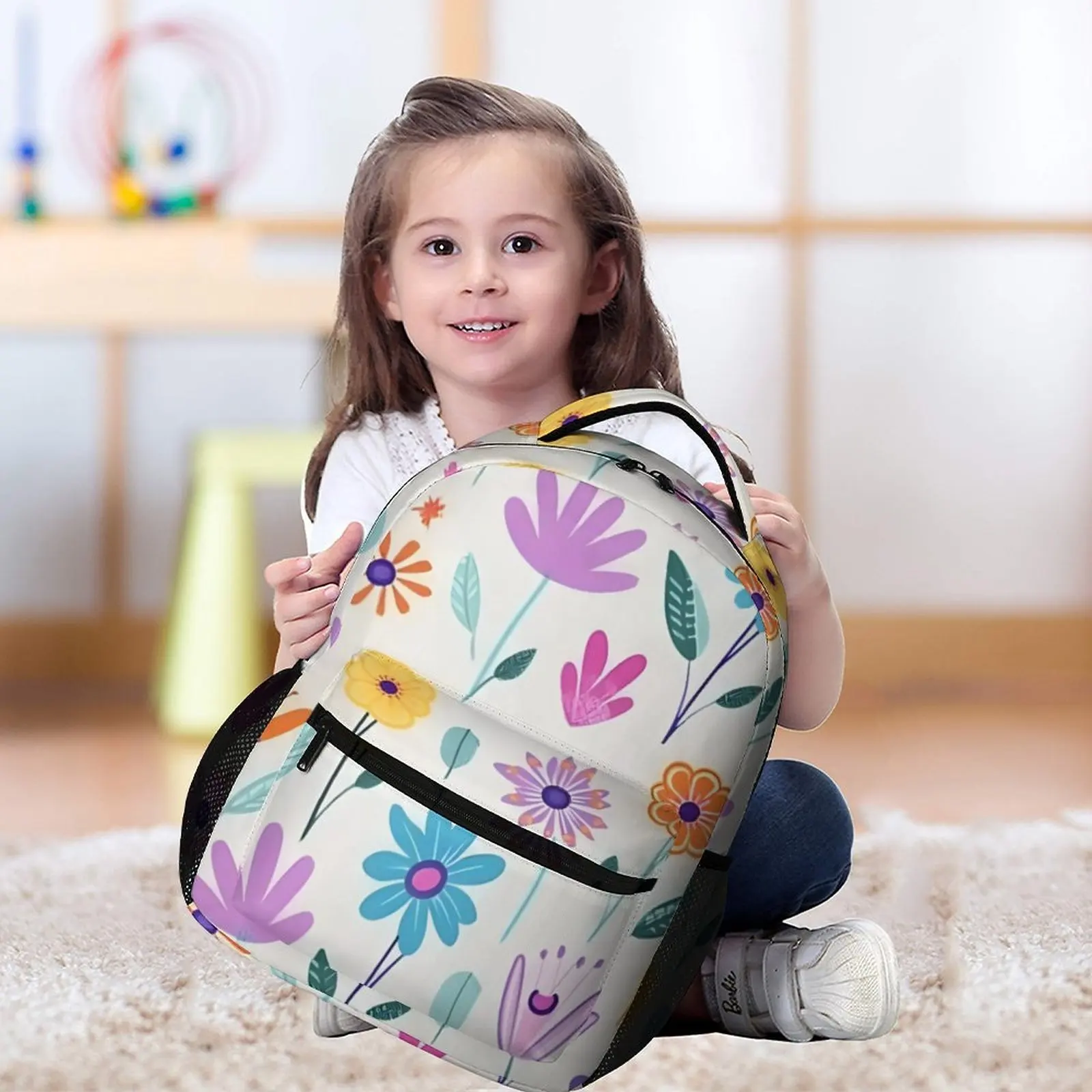 Color Block Satchel Fashion Floral Backpack Boys and Girls Student School Bags Large Capacity Pencilbag for Girl Custom