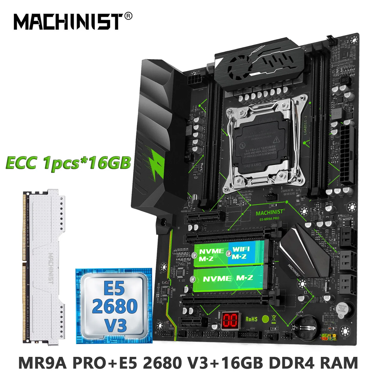 MACHINIST MR9A PRO X99 комплект материнской платы LGA 2011-3 комплект Xeon E5 2676 V3 ЦП + ECC DDR4 16 Гб ОЗУ четырехканальный NVME M.2 USB 3,0