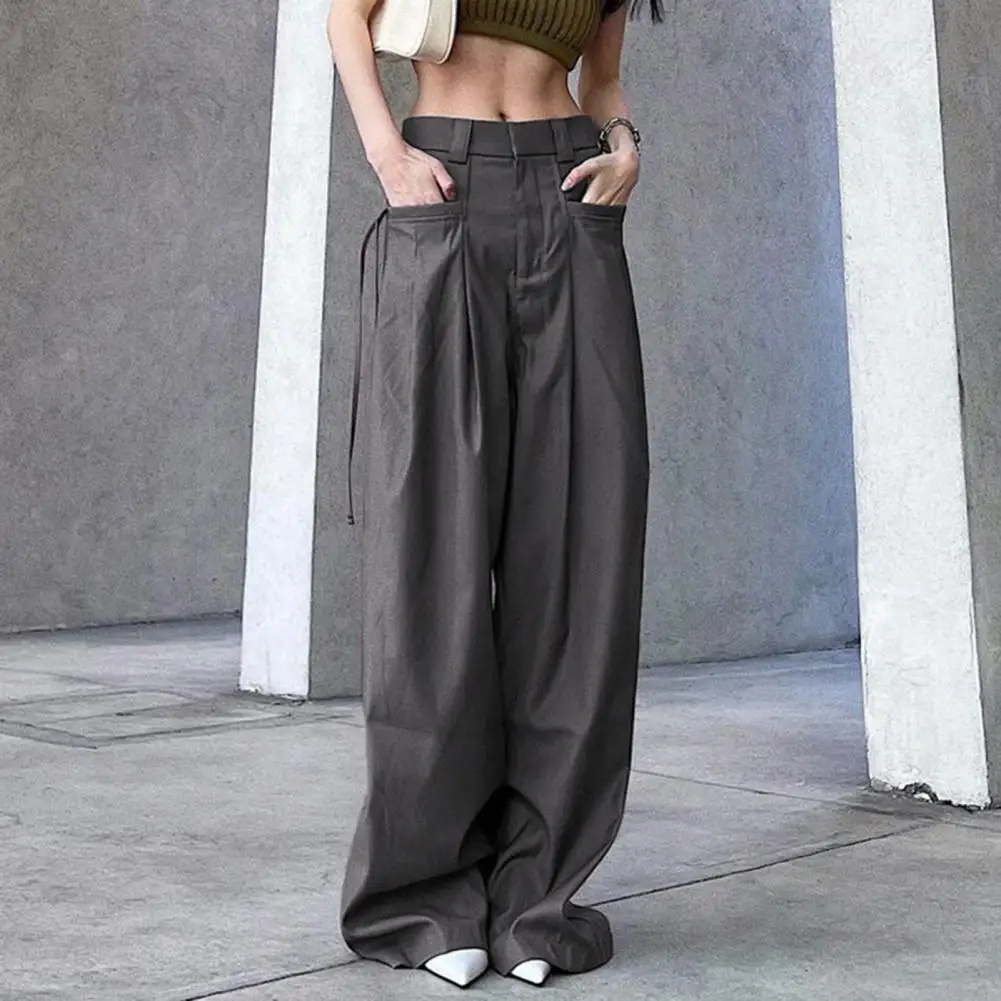 

Vintage Cargo Pants Overalls high Waist Pockets Straps Pleated Women Trousers Oversized Straight Wide Leg Casual Y2k Streetwear