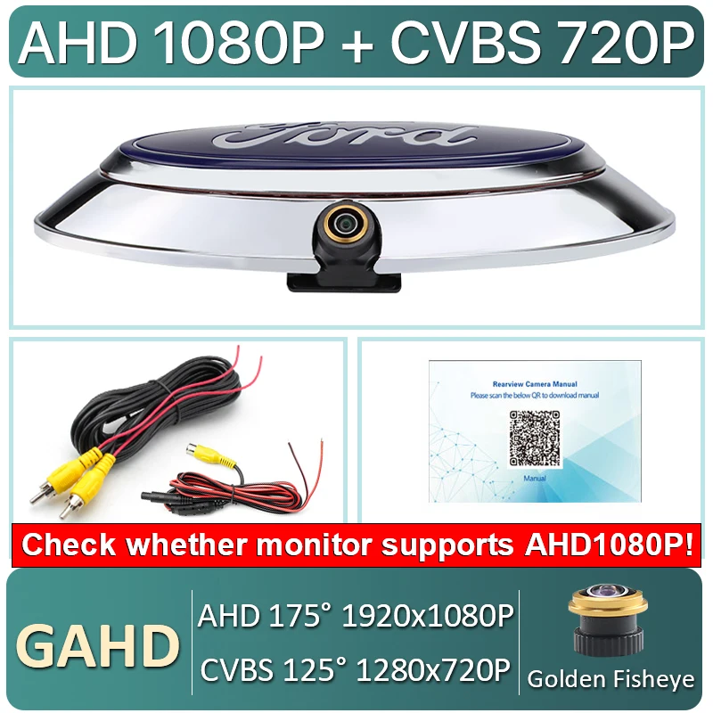 

CCD AHD 1080P 170 ° Автомобильный значок с логотипом заднего вида, резервная камера заднего вида для Ford Ranger T6 T7 T8 XLT Edge F-150 F-250 F-350 Explorer