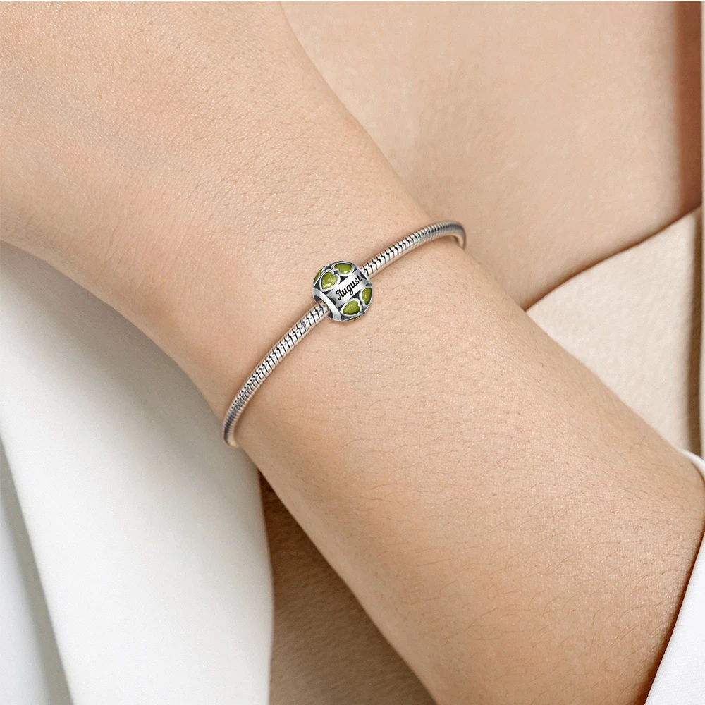 Pandora – perles rondes en forme de cœur pour femmes, breloques en pierre de naissance, adaptées à la fabrication de bracelets ou de colliers de personnalité, cadeau d'anniversaire
