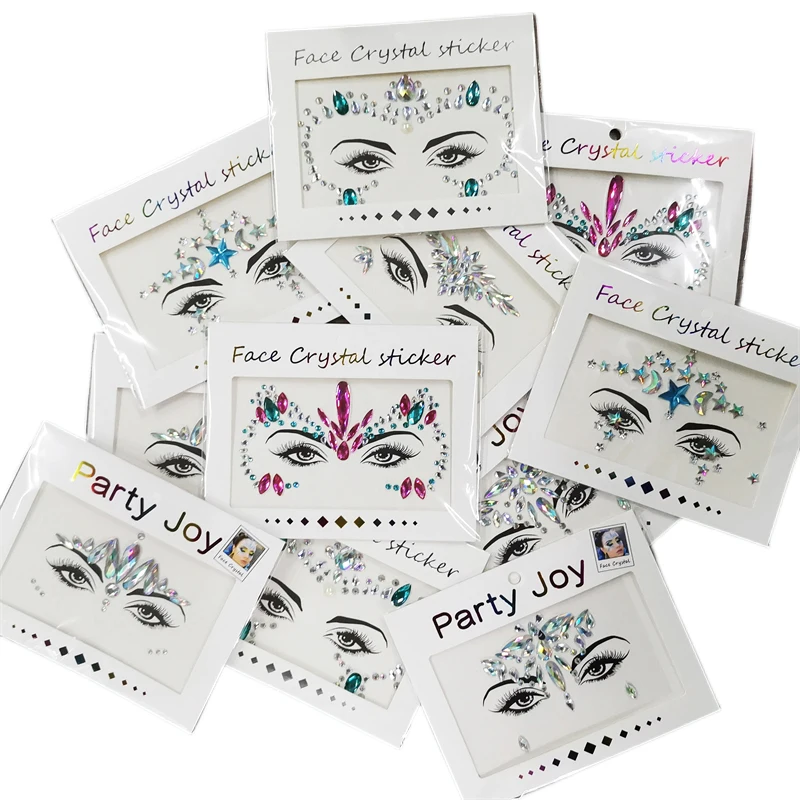 3D Sexy Face Tattoo Stickers Temporary Tattoos Glitter Fake Tattoo Rhinestones For Woman Party Face Jewels Tatoo Eyes Sticker