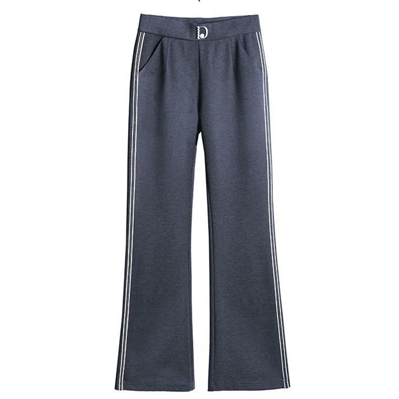 Весенне-осенние свободные свитера женские эластичные брюки с высокой талией