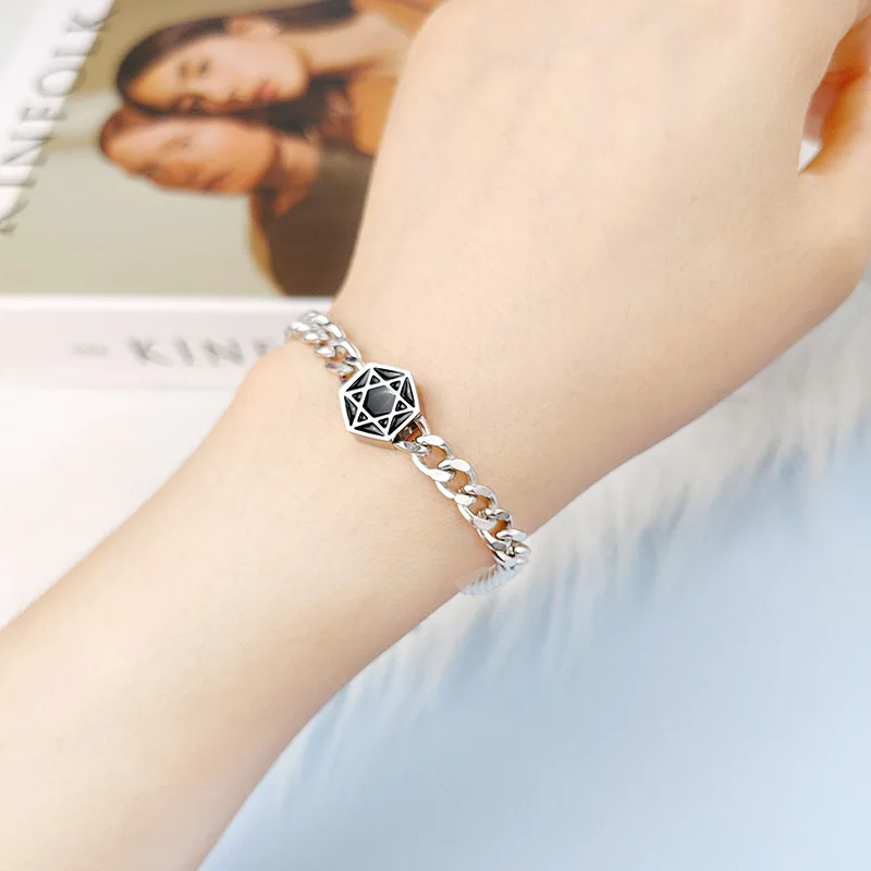 

Fashion Simple Stainless Steel Hexagram Couple Bracelet Holiday Gift Hip Hop Men and Women Chain Jewelry Accessories Wholesale