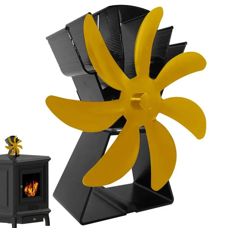 

Stove Fan Fireplace Fan With 7 Blades Heat Powered Stove Fan With Thermometer Fireplace Fan Low Noise Operation For Wood Wood