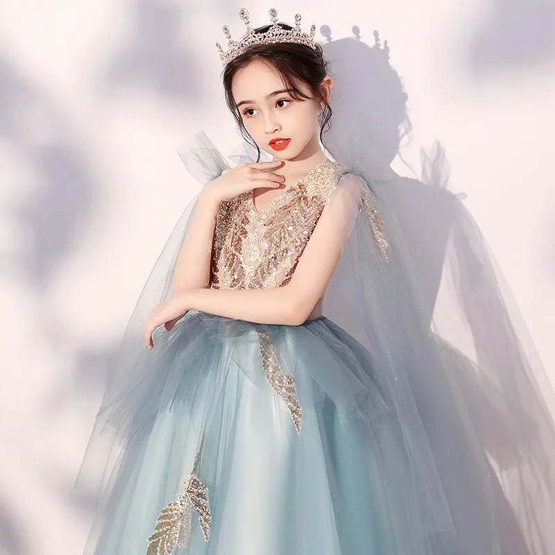 Grand Prom Dress for Teenager Girls Hildren Princess Dress Fluffy Super Fairy Children Birthday Costume Piano Performance Dress