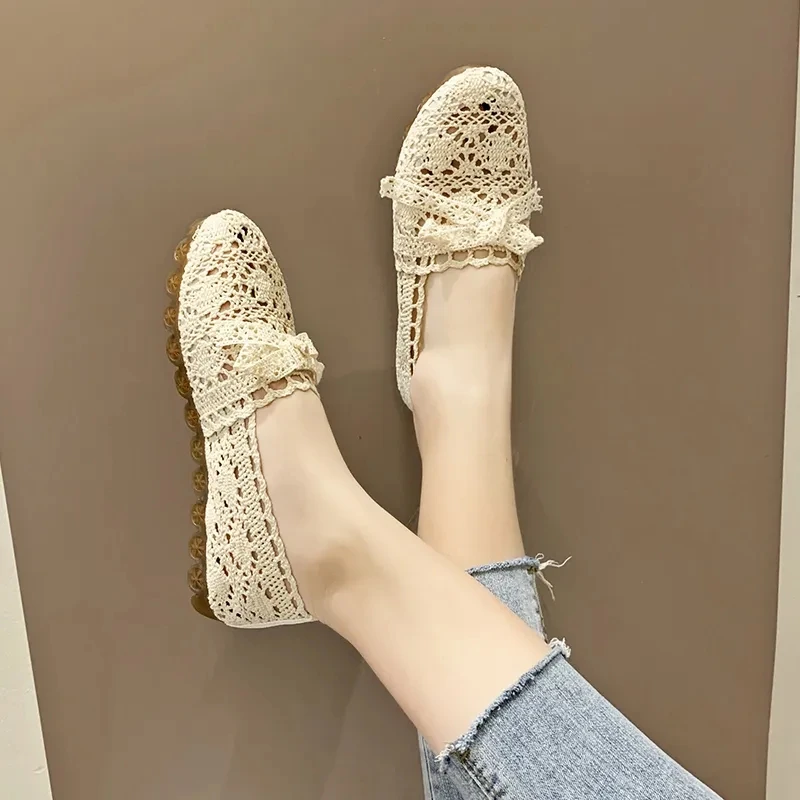 2023 New Fashion Spring Autumn Flat Shoes Women Shoes Mesh Breathable Women Peas Shoes Womans Daily Concise Flats Shoes