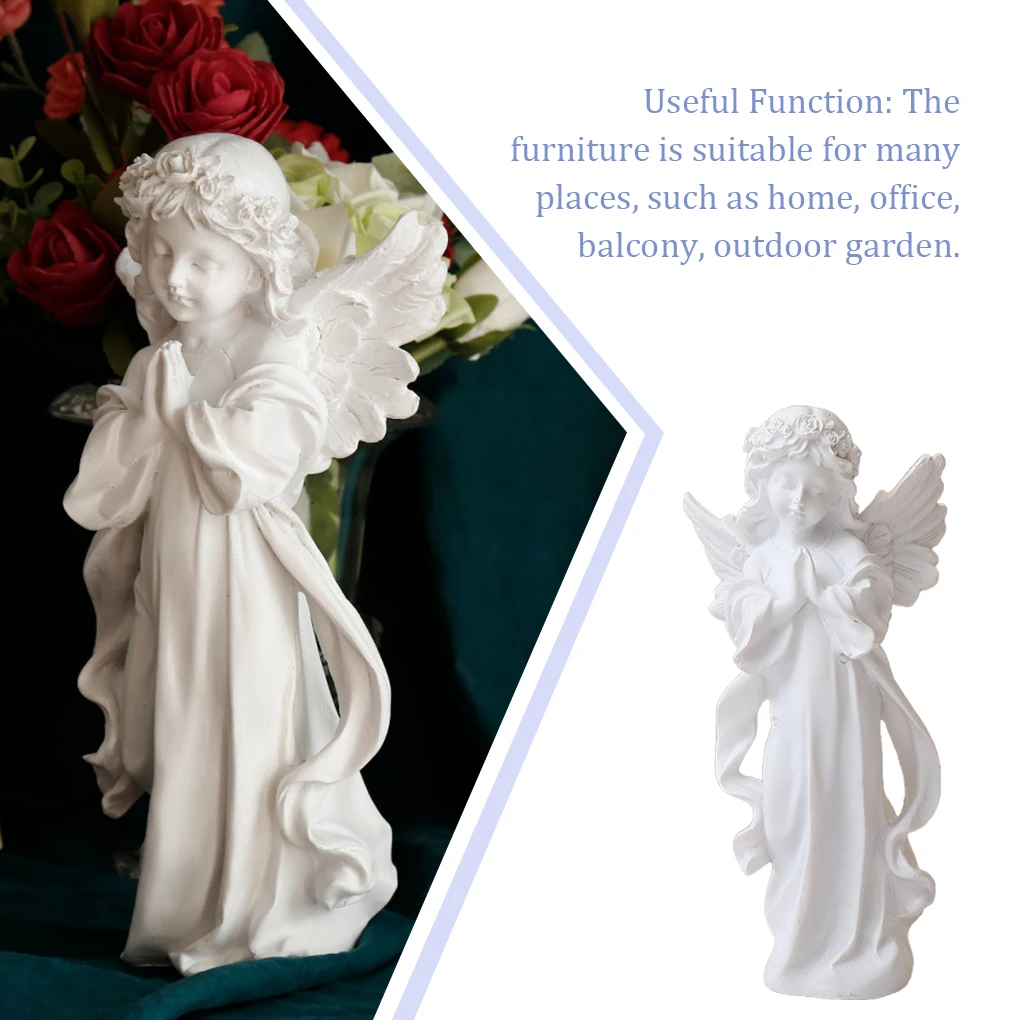 

Girl Resin Angel Prayer Statue Shelf Sculpture TV-Cabinet Decorations