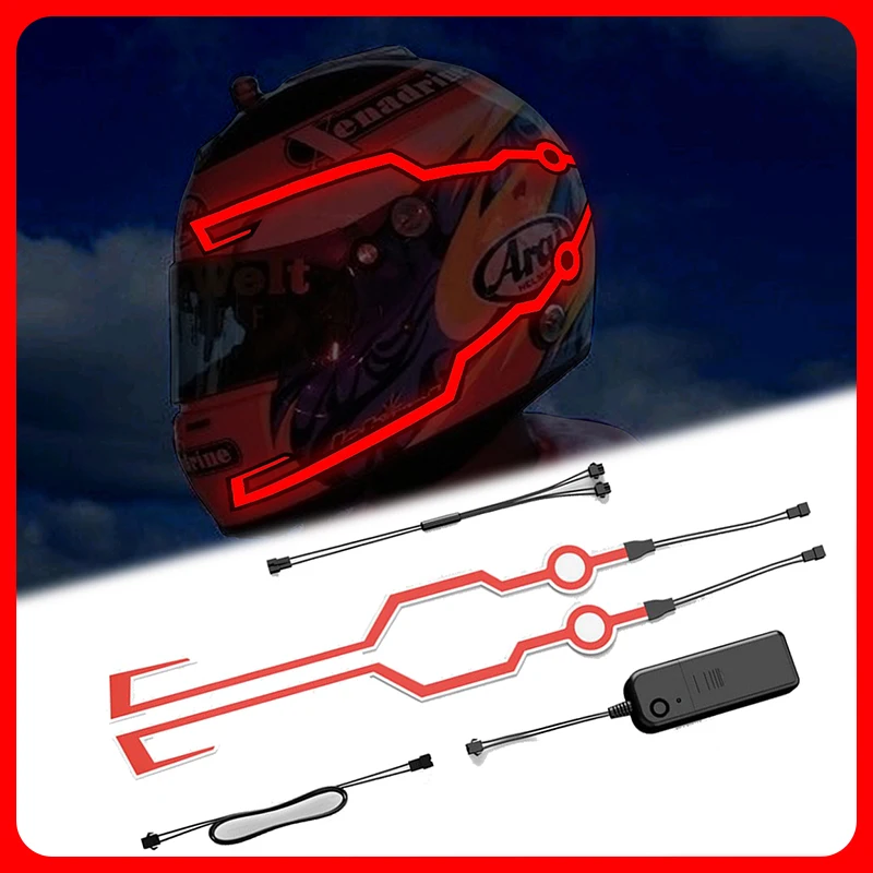 

New Night Riding Motorcycle Helmet Cold Light Strip EL Waterproof Sticker LED Warning Lights Helmet Motor 4 Flashing Accessories