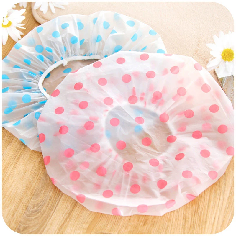 

1pcs Fashion Wave Point Shower Cap Waterproof Thicken High Quality Hair Salon Elastic For Women Bath Hat Hair Cap
