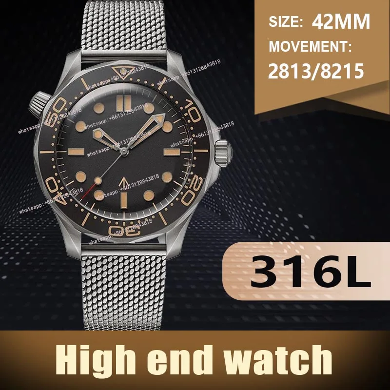 

Top Quality Mens Watch 42mm Waterproof Men Watches Automatic Movement Mechanical Montre de luxe Limited 007 Male Wristwatches