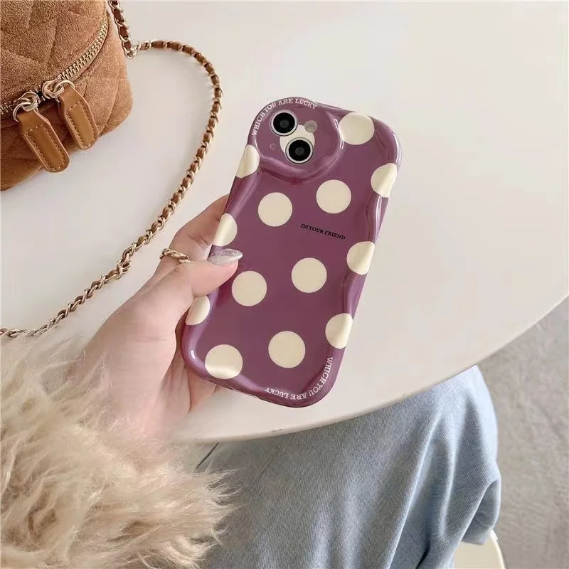 

Purple Wave Dot Phone Case Suitable for iPhone X XS XR 11 12 Mini 13 Mini 14 Pro MAX Full Cover Silicone Soft Case Anti Drop