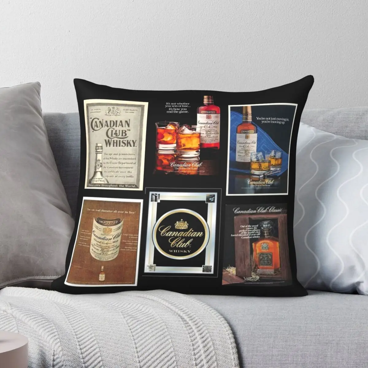 

Canadian Club Square Pillowcase Polyester Linen Velvet Creative Zip Decor Pillow Case Home Cushion Cover