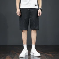 mens shorts summer fashion solid color loose pockets shorts mens casual lace up mid waist sports straight shorts