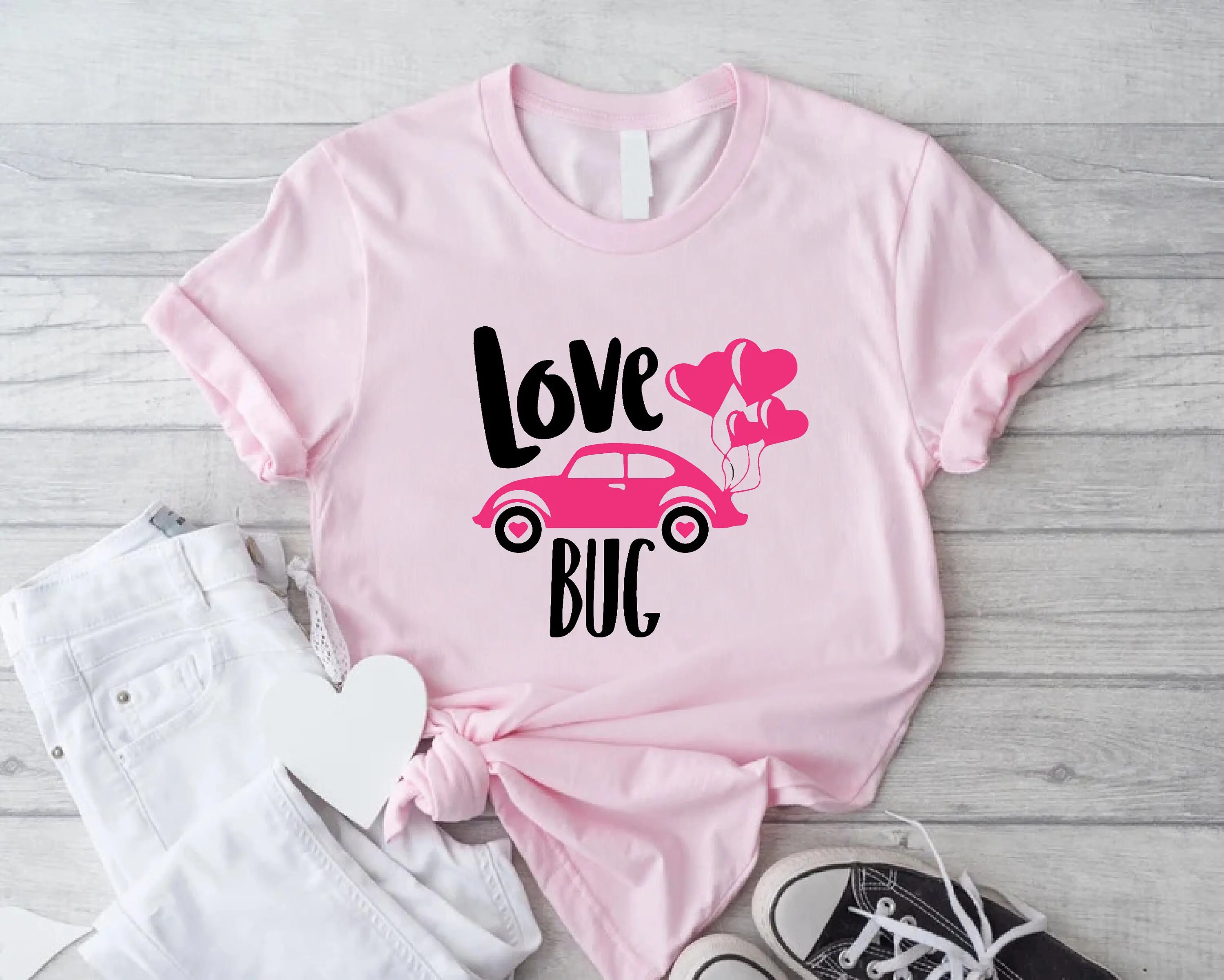 Ретро футболка на День Святого Валентина винтажная для любителей автомобилей Love