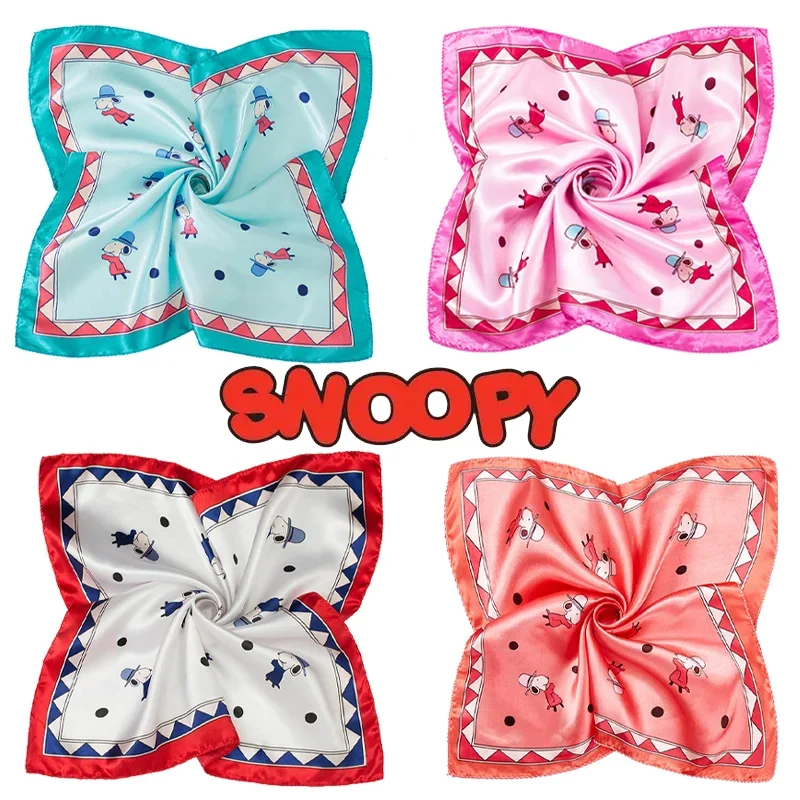 Квадратный шелковый шарф 50x50 см Snoopy милые модные женские маленькие шарфы с