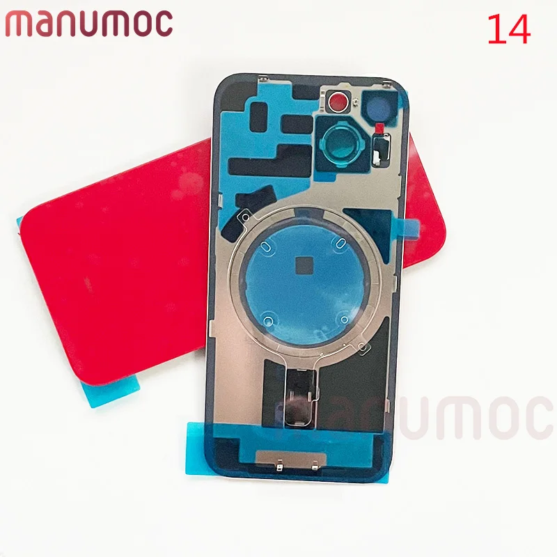 

Стекло на заднюю крышку с железной пластиной Magsafe, Замена магнитного металлического кольца для iPhone 14, ремонт корпуса задней двери