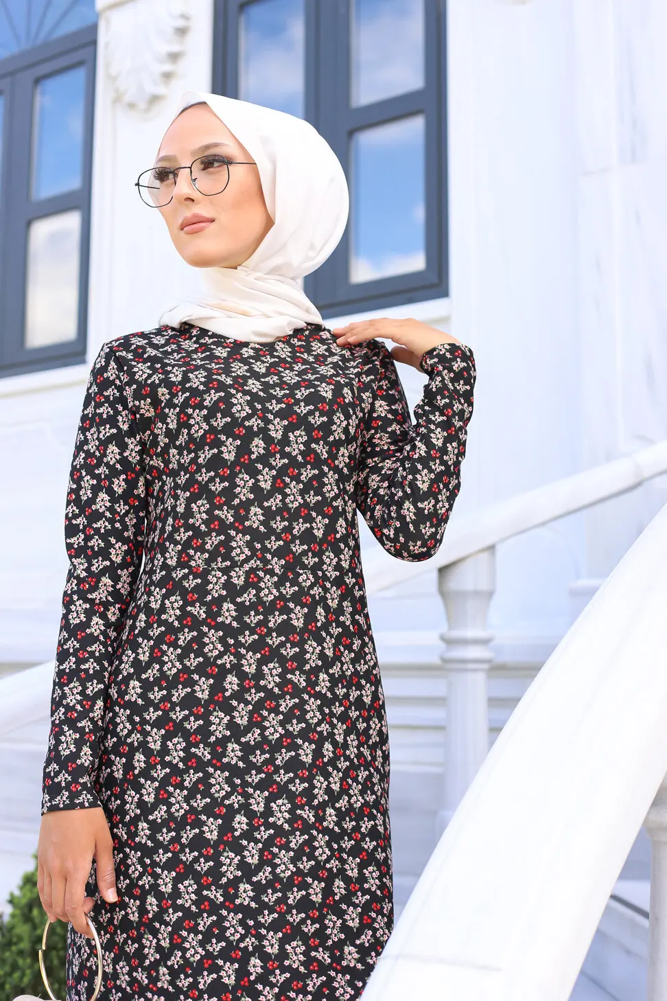 TUGBA Muslim Dress Long Sleeve Floral Print muslim dress code 2021 turkish gown hijab summer