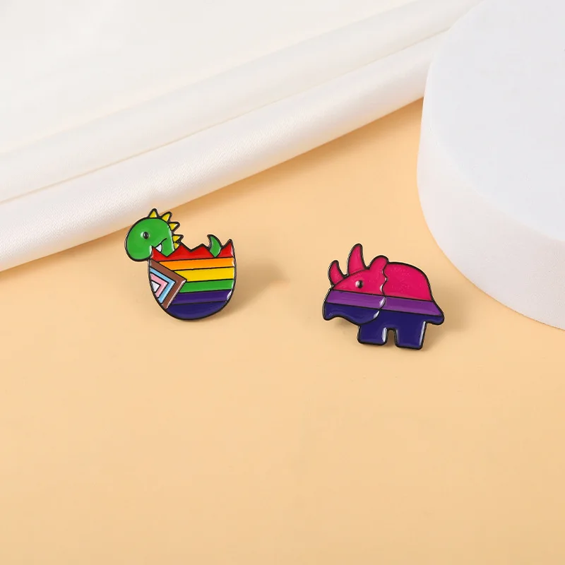

Cartoon Colorful Animals Enamel Pin Cute Dinosaur And Rhinoceros Brooches For Kids Friend Jewelry Accessories Gifts