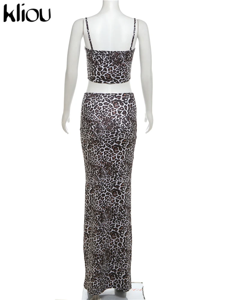 Женский комплект из 2 предметов с леопардовым принтом и юбки высокой талией