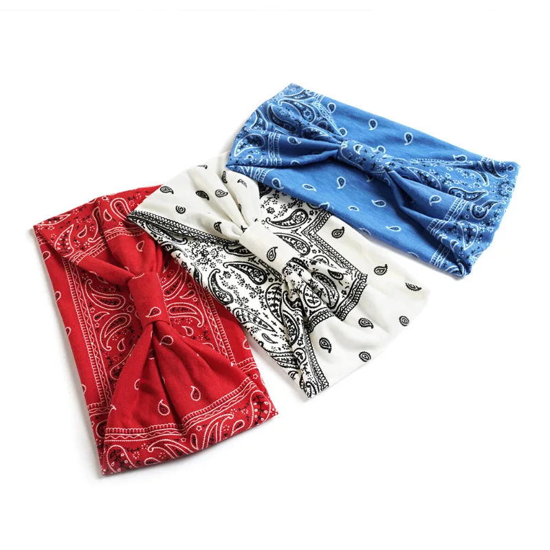 Bohemian Style Elastic Hair Bands Yoga Headband Women Headwear Print Vintage Cross Unisex Scrunchies Hair Accessories