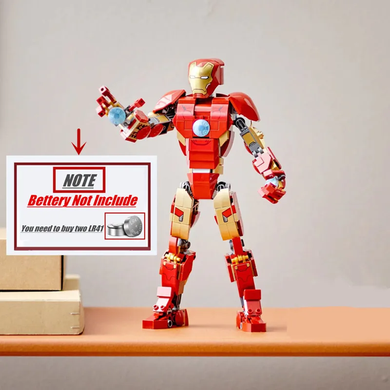 

389PCS Disney Marvel Ironman Avengers Heroes MK43 Mark 43 Armor Mecha Fit 76206 Building Blocks Bricks Kid Gift Boys Set