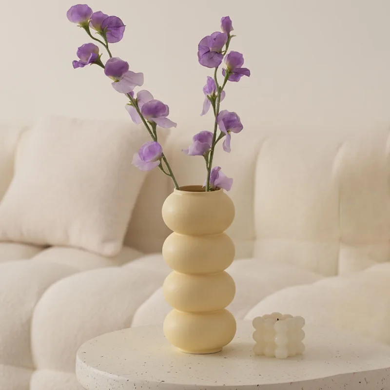 

Ceramic Vase Ornaments Living Room Flower Arrangement White Large Diameter TV Cabinet Decor Simple Flower Vase Home Decorative