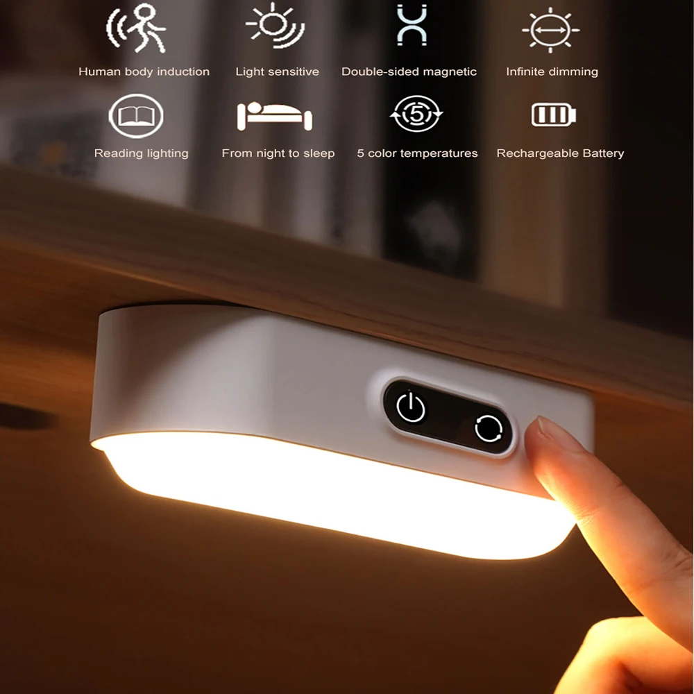 

LED Light Under Cabinet Night Light Wireless 5 Color Temperatures Double-sided Magnet Night lamp Super Bright Closet Lighting