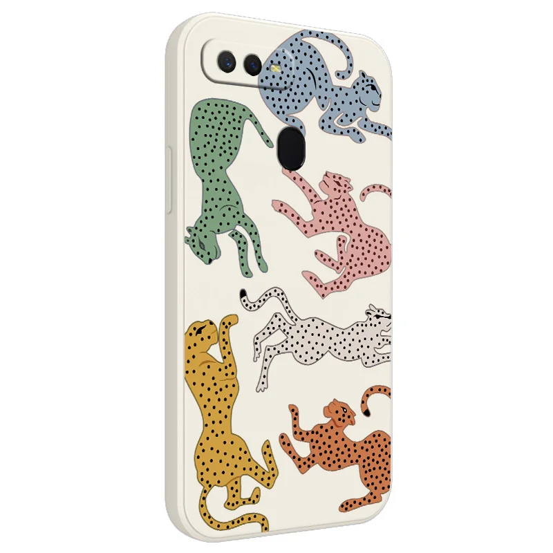 

Cartoon Leopard Liquid Case For OPPO A9 A5 A7 A5S A3S A12 A15 A15S A16 A54 A74 A31 A33 A53 2020 A72 A83 A92 4G 5G Phone Cover