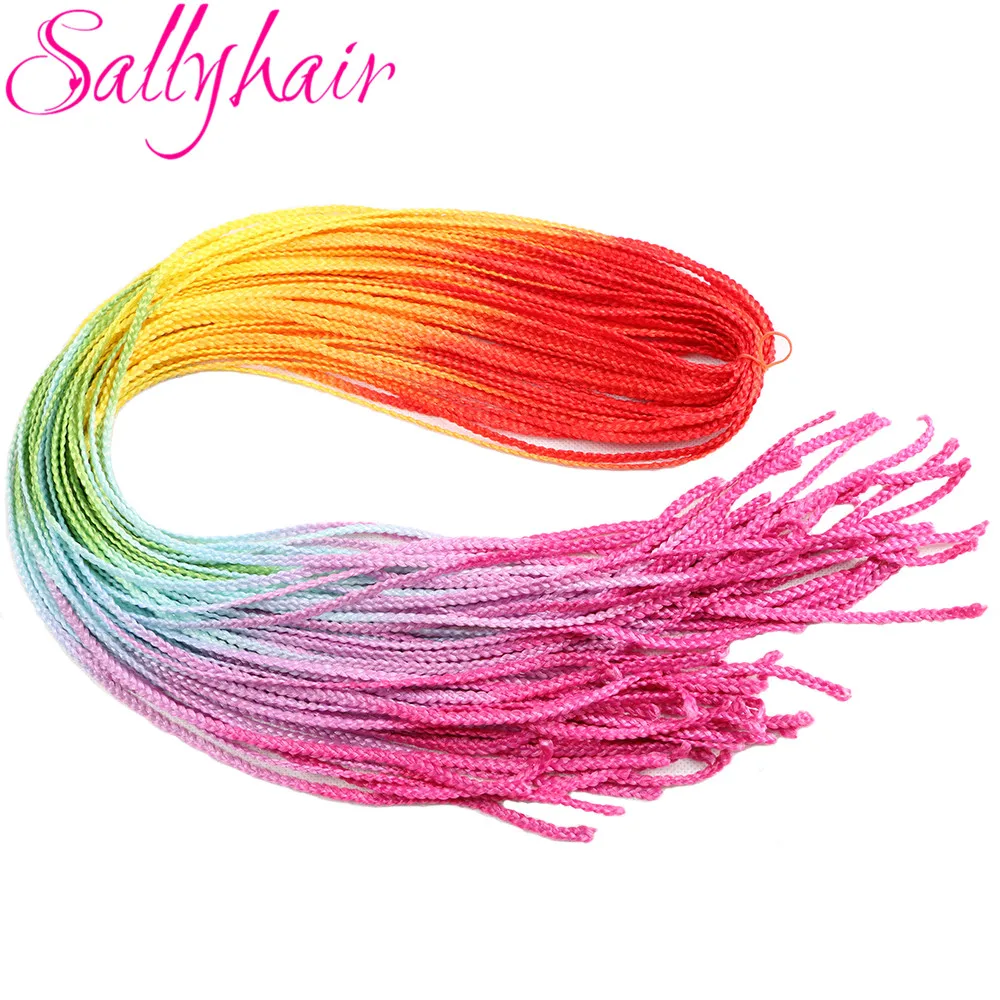 

Sallyhair Synthetic 30inch ZIZI Box Braids Ombre Rainbow Braiding Hair Extensions Long Thin Straight Hair Strand Crochet Braids