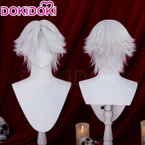 Косплей парик Dante DokiDoki 35 см серебристо-серые и белые волосы