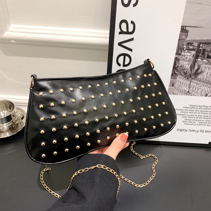 

Fashion Bags for Women Leather Handbag Fashion Rivet Female Underarm Shoulder Bags Crossbody Messenger Tote Travel Party Clutch