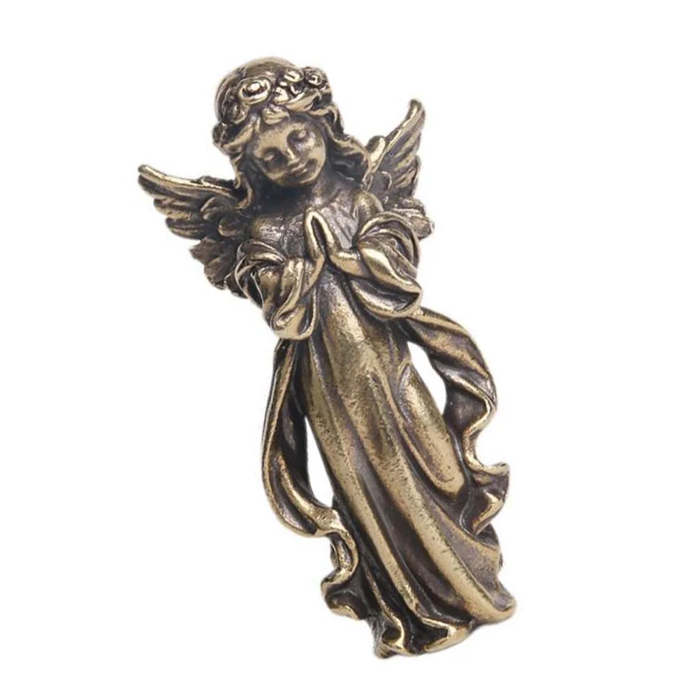 

Brass Decor Angel Table Decoration Copper Figurine Bronze Sculpture 5.2x3cm Desktop Golden Craft Scene Ornament Baby
