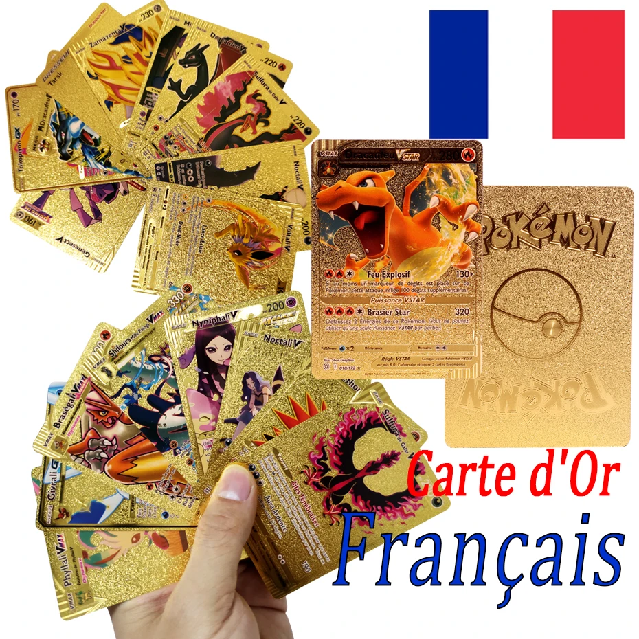 

Pokemon French English Gold Silver Game Cards 50/400 Capacity Cards Holder Album Hard Case Storage Box