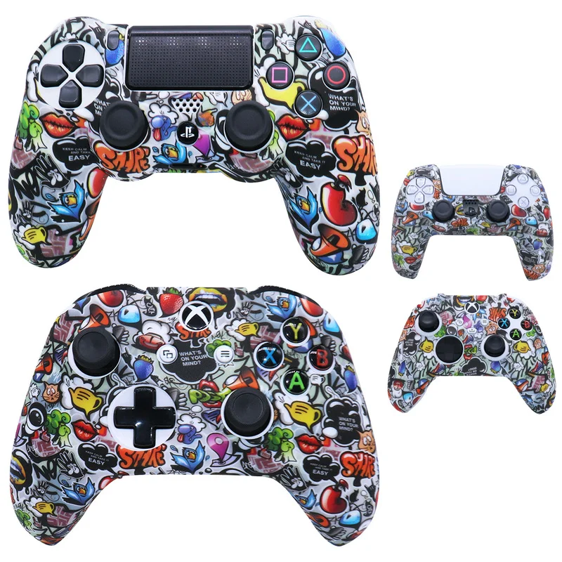 

Water Transfer Soft Silicone Cover For PS4 Slim Pro Controller Skin for PS5 / Xbox One S / Xbox Series S X Gamepad Covers Skins