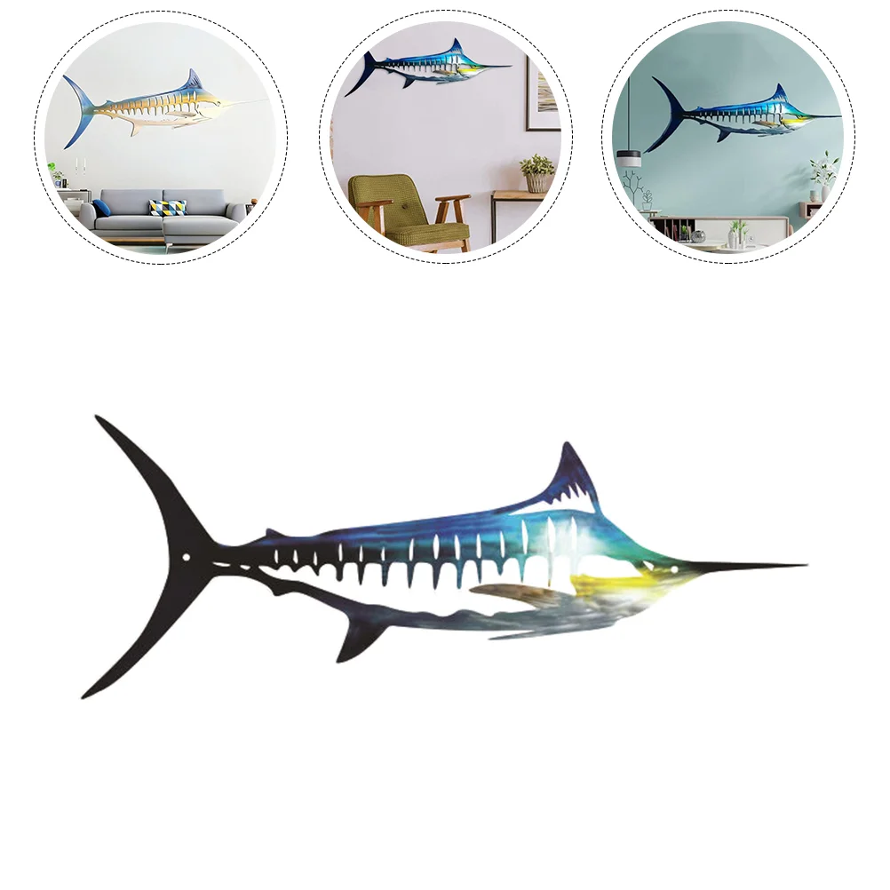 

Wall Iron Fish Ornament Garden Outdoor Decor Decoration Fishing Statue Creative