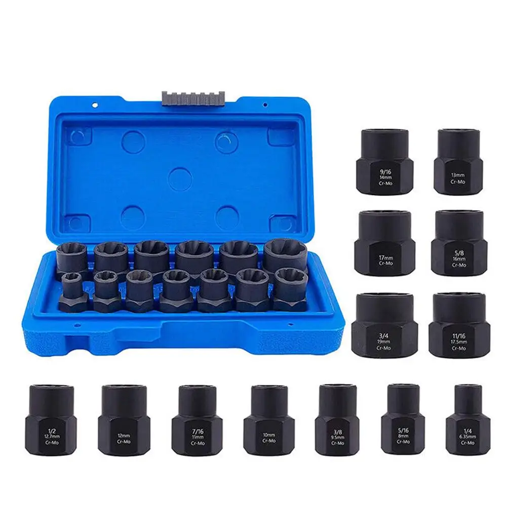 

Car Bolt Extractor Set Hex Screw Sleeve Non-slip Damaged Nut Bolt Removal Extractor Socket Tool Car Repair Props Tools