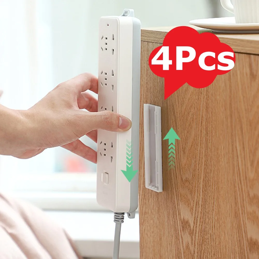 Wall-Mounted Holder Punch-Free Plug Fixer Self-Adhesive Socket Fixer Cable Power Strip Holder Cable Wire Organizer Rack