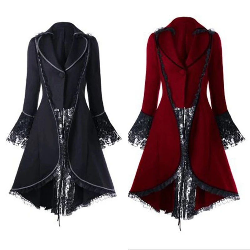 

Victorian Women's Tuxedos Halloween Party Cosplay Costumes Gothic Jackets Lace Up Bandages Renaissance Medieval Steampunk Coats