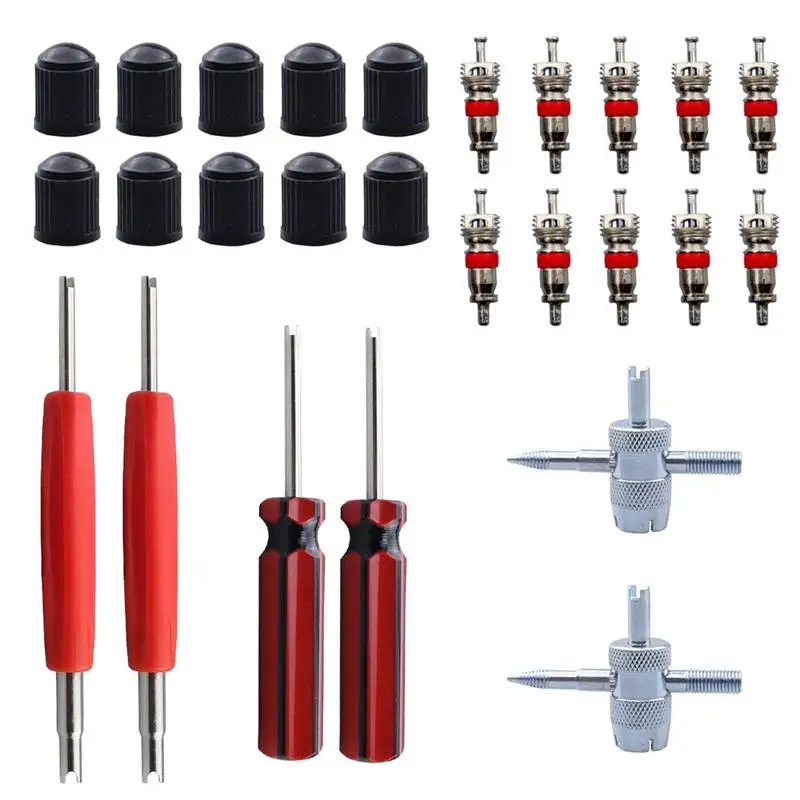 

Tire Valves Stem Removal Tool 26-Piece Portable Tire Repair Tools Multifunctional Valves Core Installation Tool Tire Repair